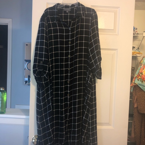 Luxology Plaid High Low Shirt Dress - Picture 1 of 4